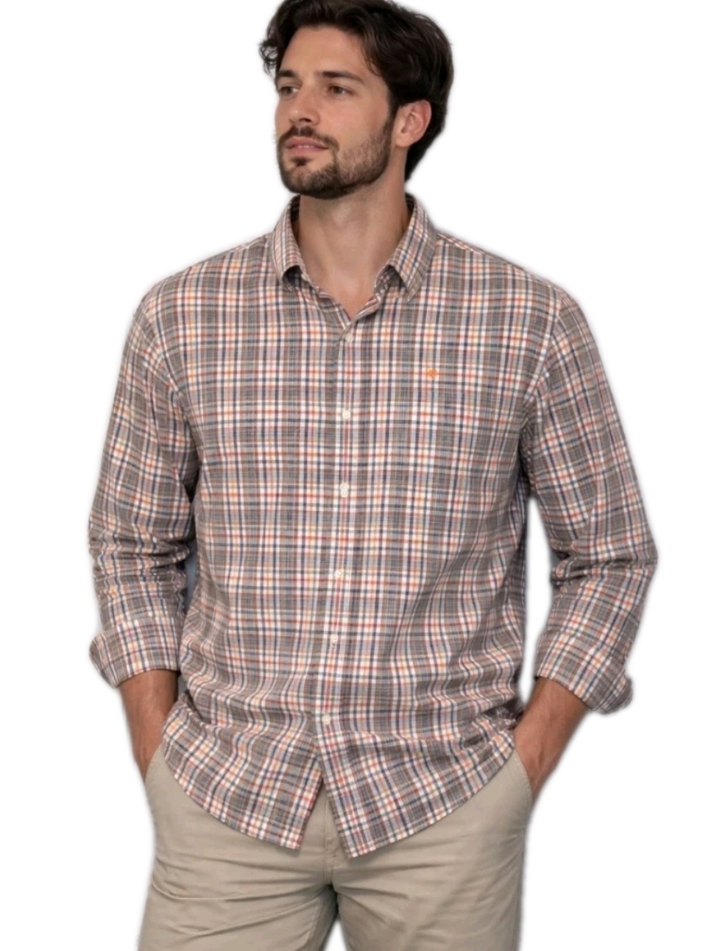Southern Marsh Mens Tan Plaid button down shirt Size 2X Wedding Wrinkle Resistan